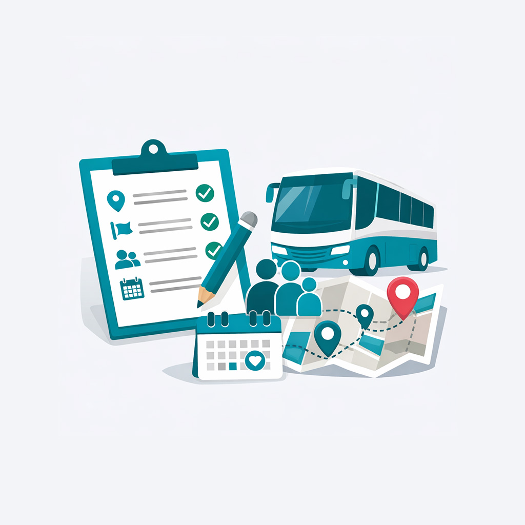 illustration of coach booking process