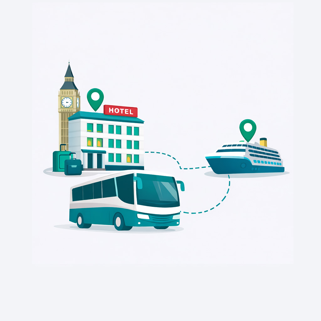 illustration of coach journey